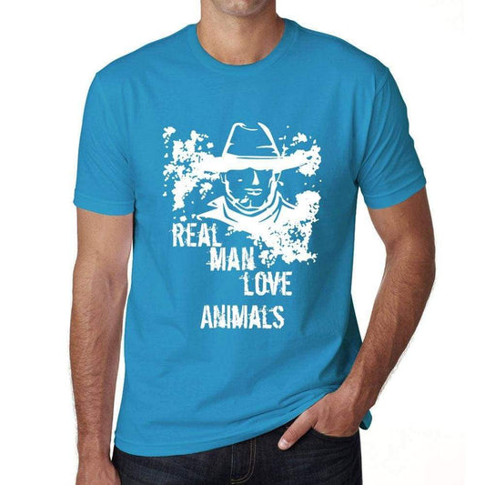 Animals Real Men Love Animals Mens T Shirt Blue Birthday Gift 00541 - Blue / Xs - Casual