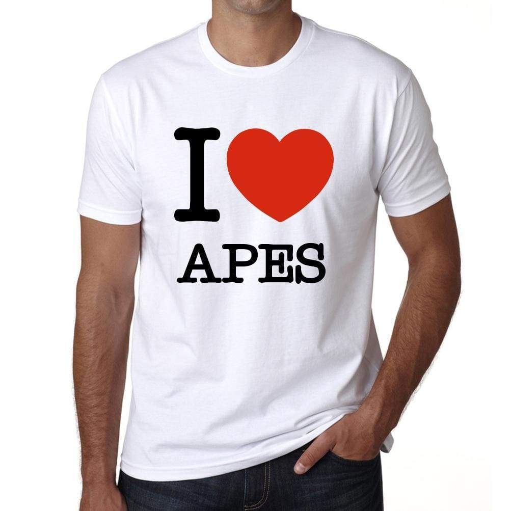 Apes I Love Animals White Mens Short Sleeve Round Neck T-Shirt 00064 - White / S - Casual