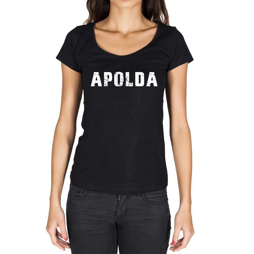 Apolda German Cities Black Womens Short Sleeve Round Neck T-Shirt 00002 - Casual