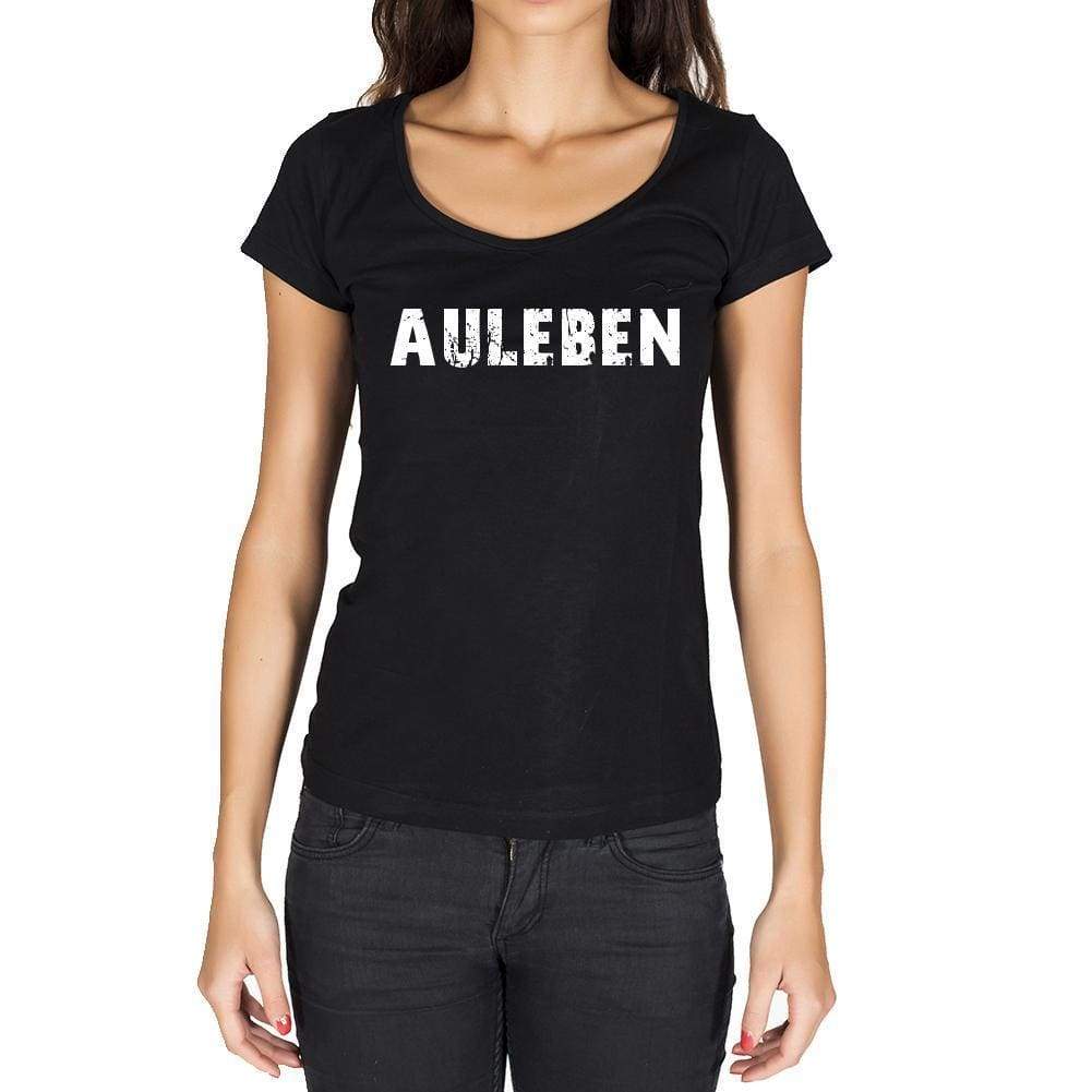 Auleben German Cities Black Womens Short Sleeve Round Neck T-Shirt 00002 - Casual