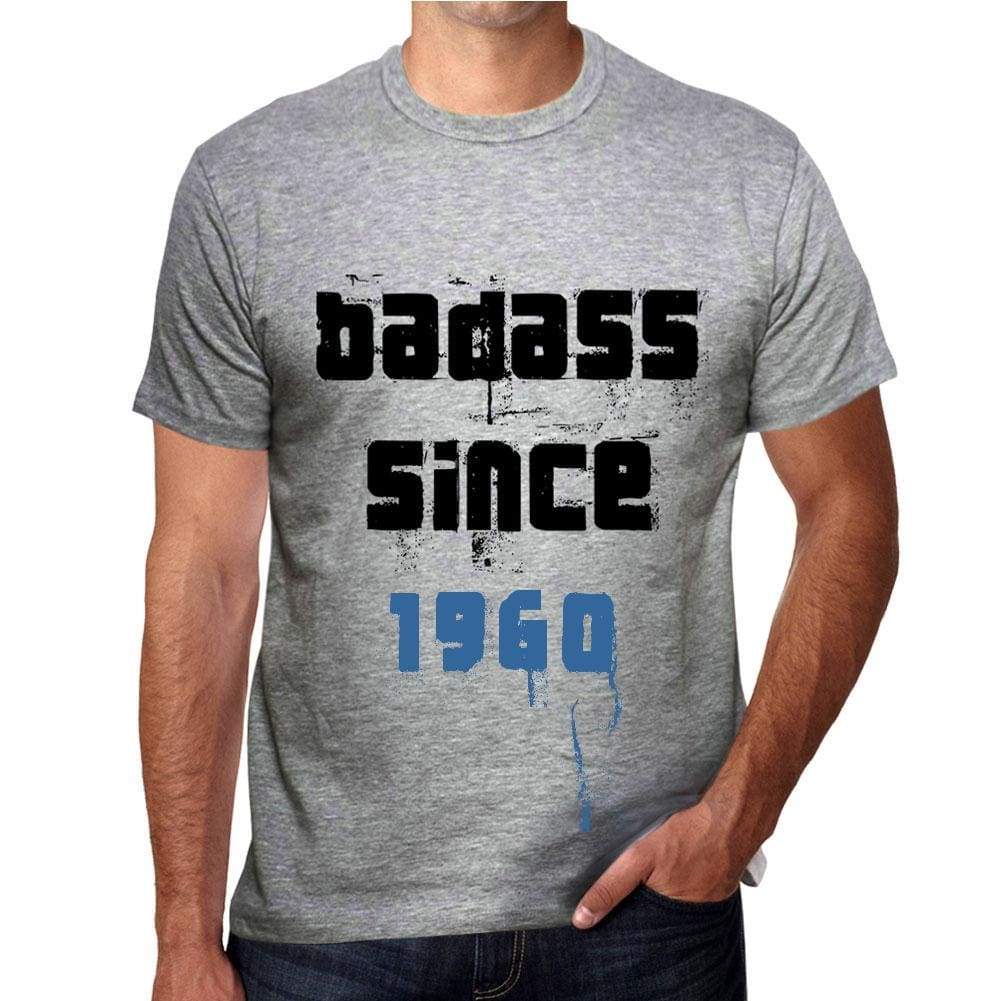 Badass Since 1960 Men's T-shirt Grey Birthday Gift 00430 - Ultrabasic