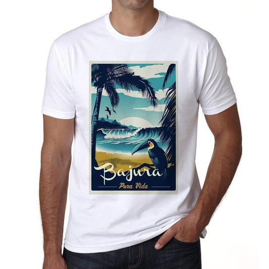 Bajura Pura Vida Beach Name White Mens Short Sleeve Round Neck T-Shirt 00292 - White / S - Casual