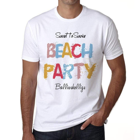Ballinskelligs Beach Party White Mens Short Sleeve Round Neck T-Shirt 00279 - White / S - Casual