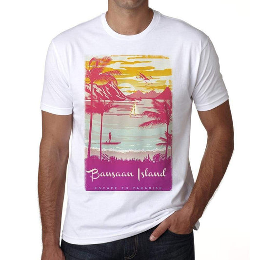 Bansaan Island Escape To Paradise White Mens Short Sleeve Round Neck T-Shirt 00281 - White / S - Casual