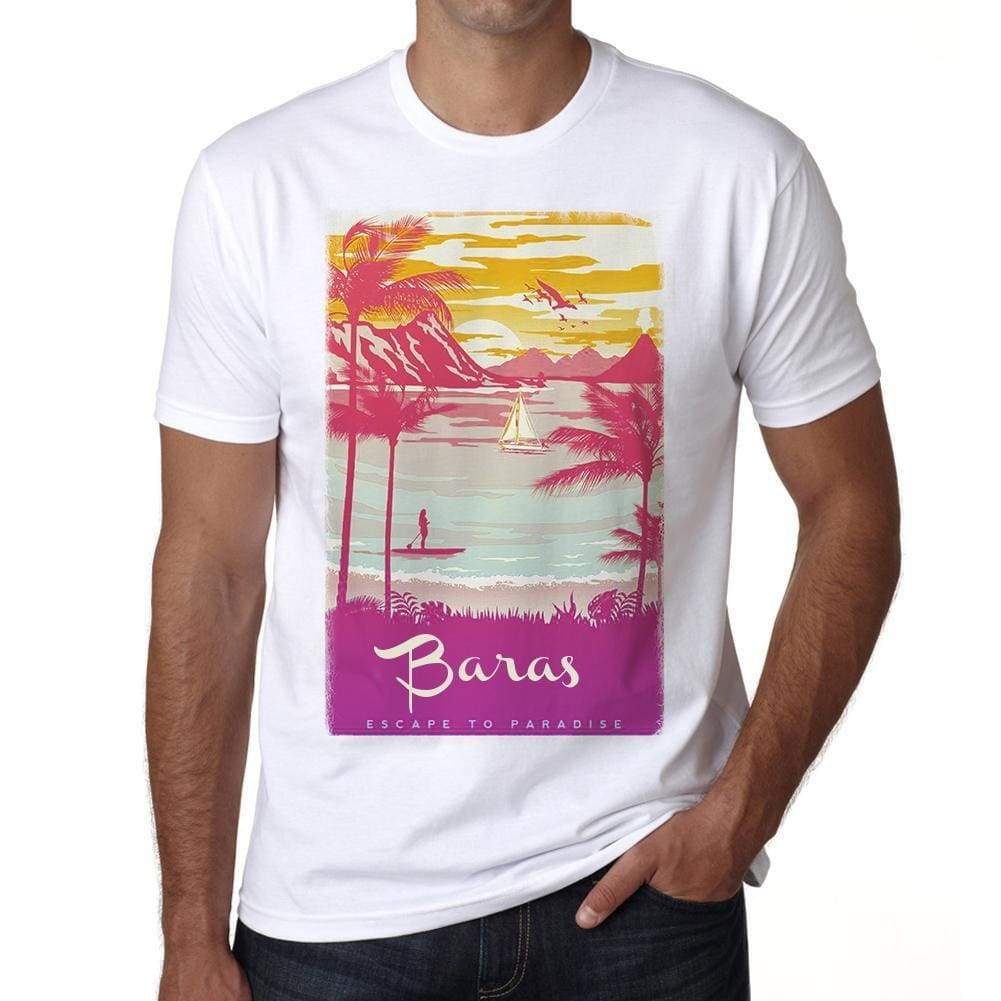 Baras Escape To Paradise White Mens Short Sleeve Round Neck T-Shirt 00281 - White / S - Casual