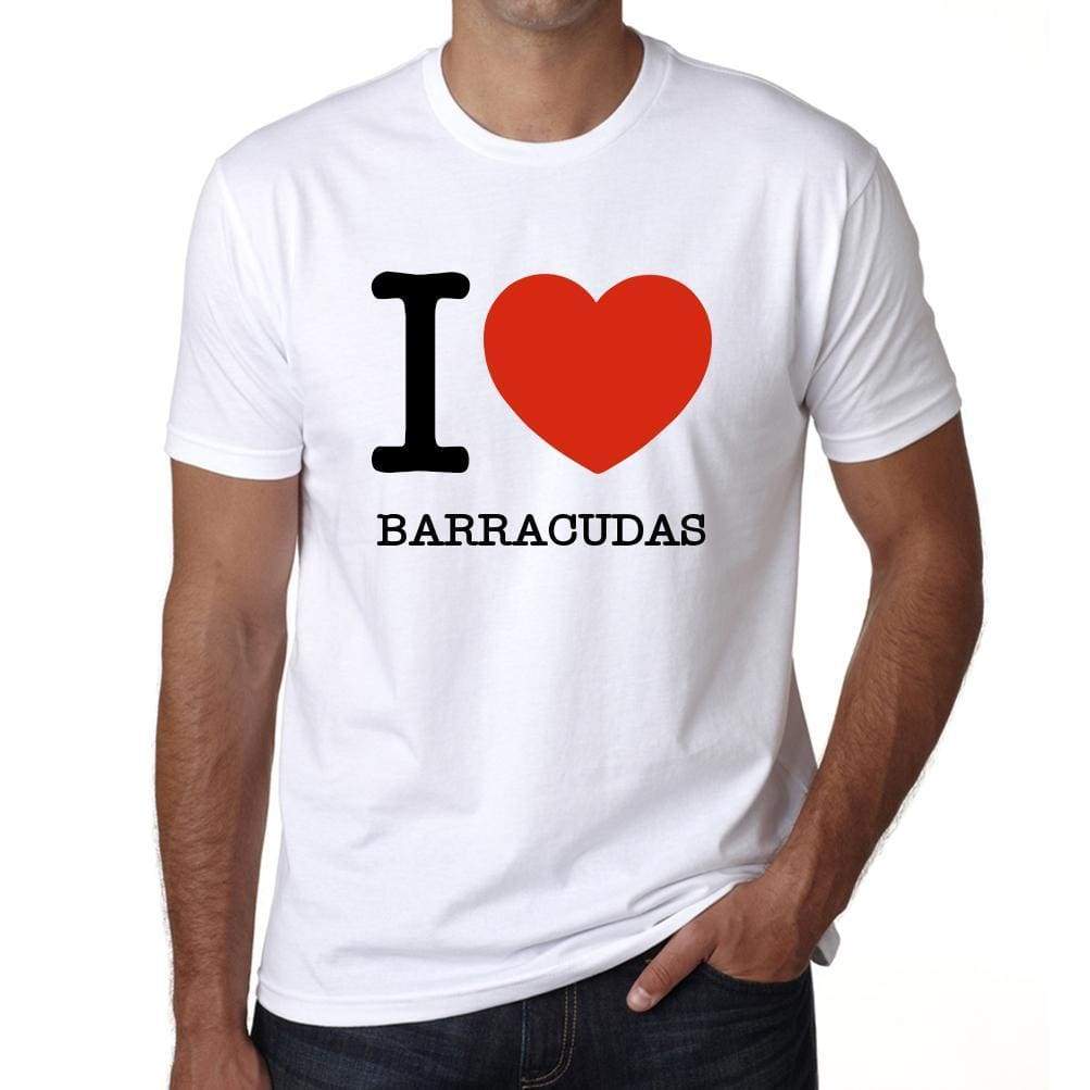 Barracudas I Love Animals White Mens Short Sleeve Round Neck T-Shirt 00064 - White / S - Casual