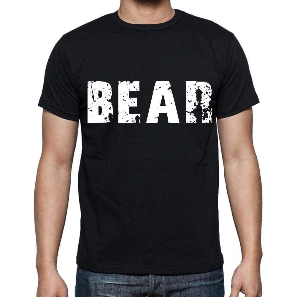 Bear White Letters Mens Short Sleeve Round Neck T-Shirt 00007