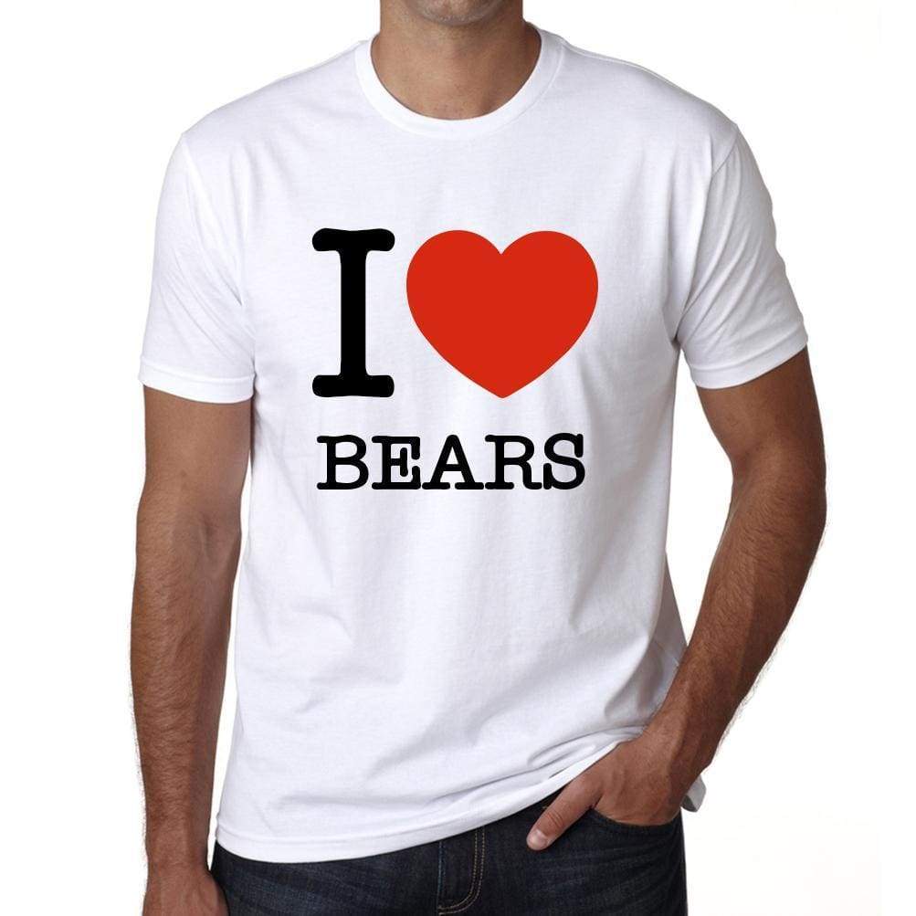 Bears I Love Animals White Mens Short Sleeve Round Neck T-Shirt 00064 - White / S - Casual
