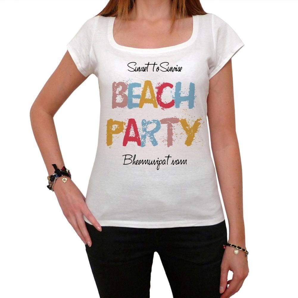 Bheemunipatnam Beach Party White Womens Short Sleeve Round Neck T-Shirt 00276 - White / Xs - Casual