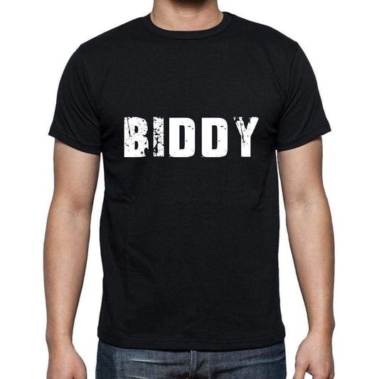 Biddy Mens Short Sleeve Round Neck T-Shirt 5 Letters Black Word 00006 - Casual
