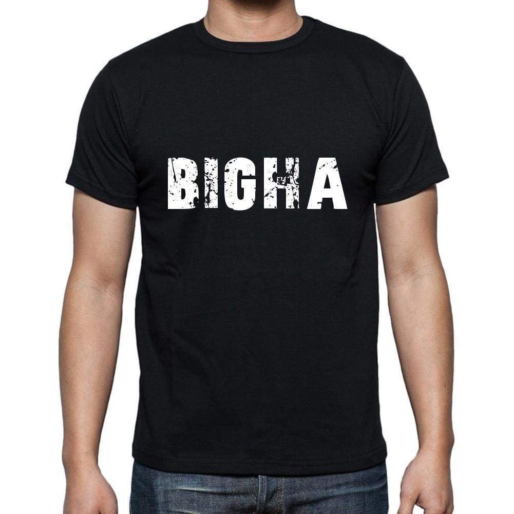 Bigha Mens Short Sleeve Round Neck T-Shirt 5 Letters Black Word 00006 - Casual
