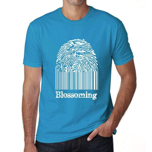 Blossoming Fingerprint Blue Mens Short Sleeve Round Neck T-Shirt Gift T-Shirt 00311 - Blue / S - Casual