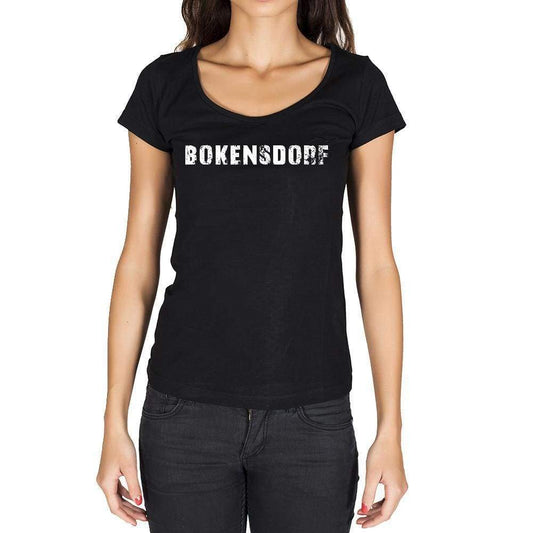 Bokensdorf German Cities Black Womens Short Sleeve Round Neck T-Shirt 00002 - Casual