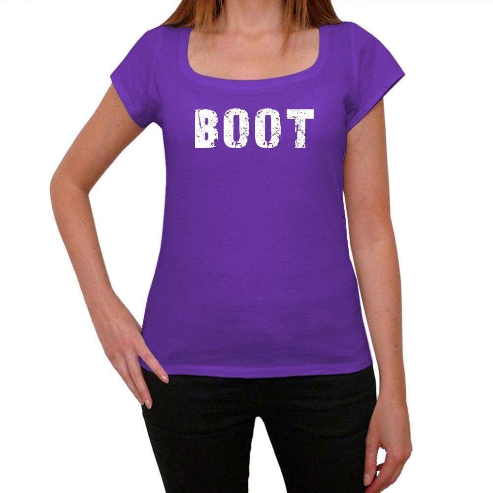Boot Purple Womens Short Sleeve Round Neck T-Shirt 00041 - Purple / Xs - Casual