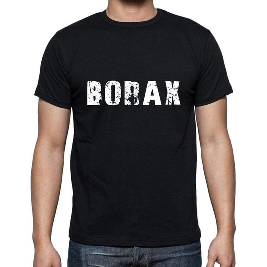 Borax Mens Short Sleeve Round Neck T-Shirt 5 Letters Black Word 00006 - Casual