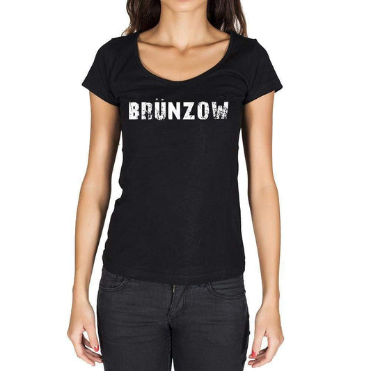 Brünzow German Cities Black Womens Short Sleeve Round Neck T-Shirt 00002 - Casual