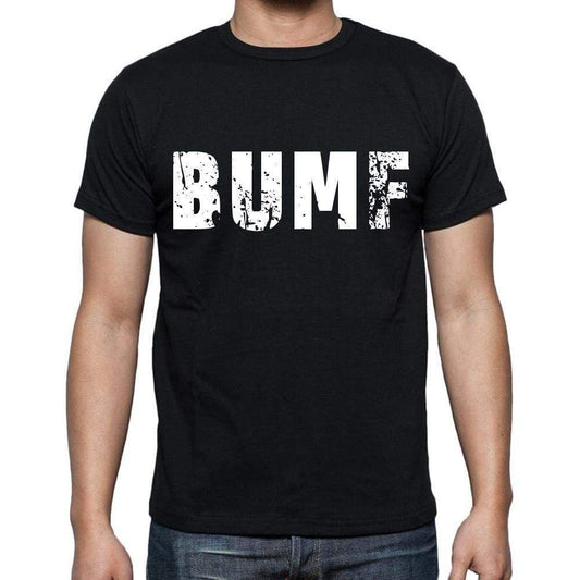 Bumf Mens Short Sleeve Round Neck T-Shirt 4 Letters Black - Casual