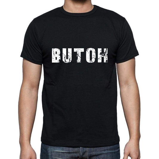Butoh Mens Short Sleeve Round Neck T-Shirt 5 Letters Black Word 00006 - Casual