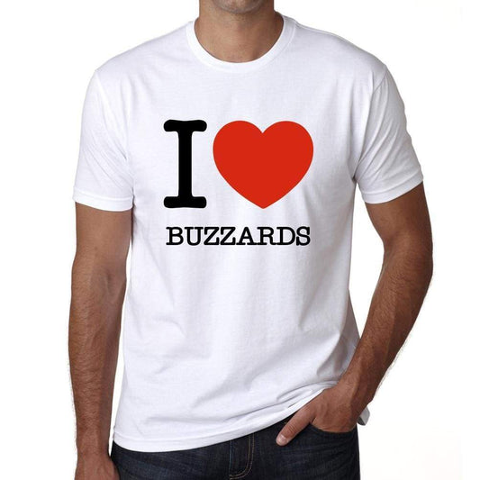 Buzzards I Love Animals White Mens Short Sleeve Round Neck T-Shirt 00064 - White / S - Casual