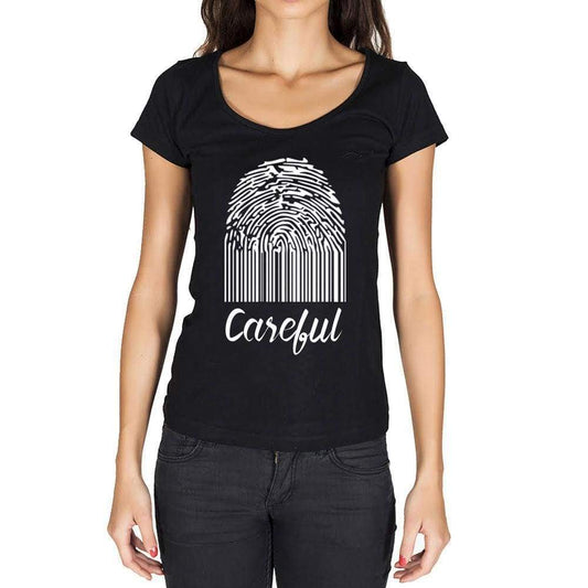 Careful Fingerprint Black Womens Short Sleeve Round Neck T-Shirt Gift T-Shirt 00305 - Black / Xs - Casual