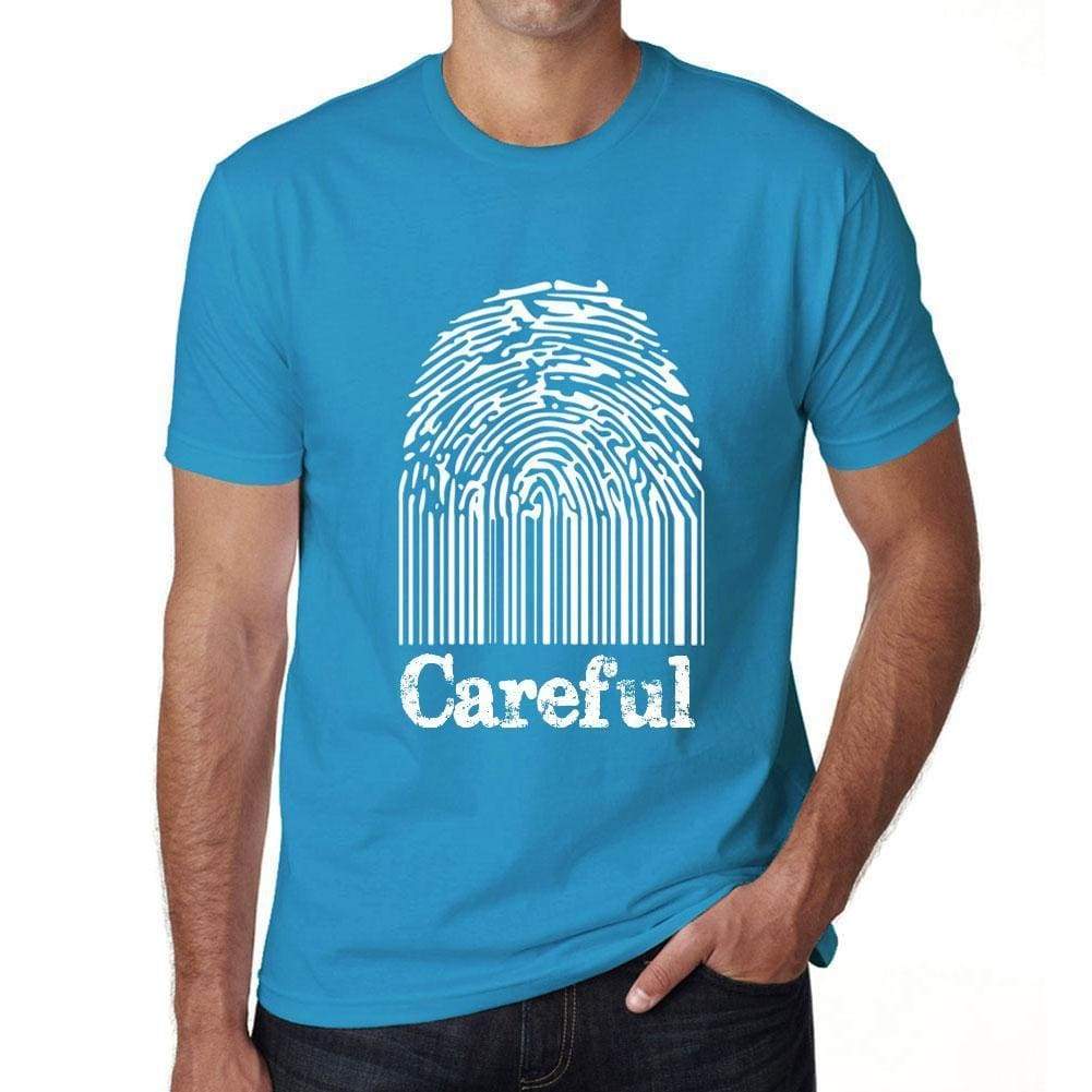 Careful Fingerprint Blue Mens Short Sleeve Round Neck T-Shirt Gift T-Shirt 00311 - Blue / S - Casual