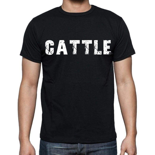 Cattle White Letters Mens Short Sleeve Round Neck T-Shirt 00007