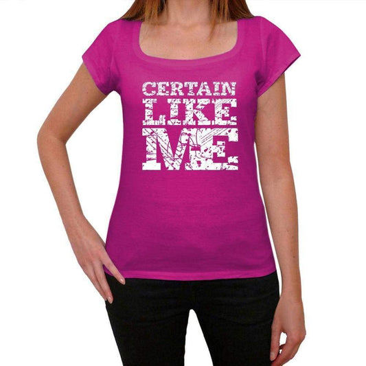 Certain Like Me Pink Womens Short Sleeve Round Neck T-Shirt 00053 - Pink / Xs - Casual