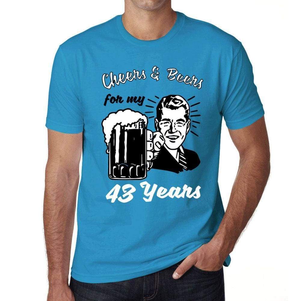 Cheers And Beers For My 43 Years Mens T-Shirt Blue 43Th Birthday Gift 00417 - Blue / Xs - Casual