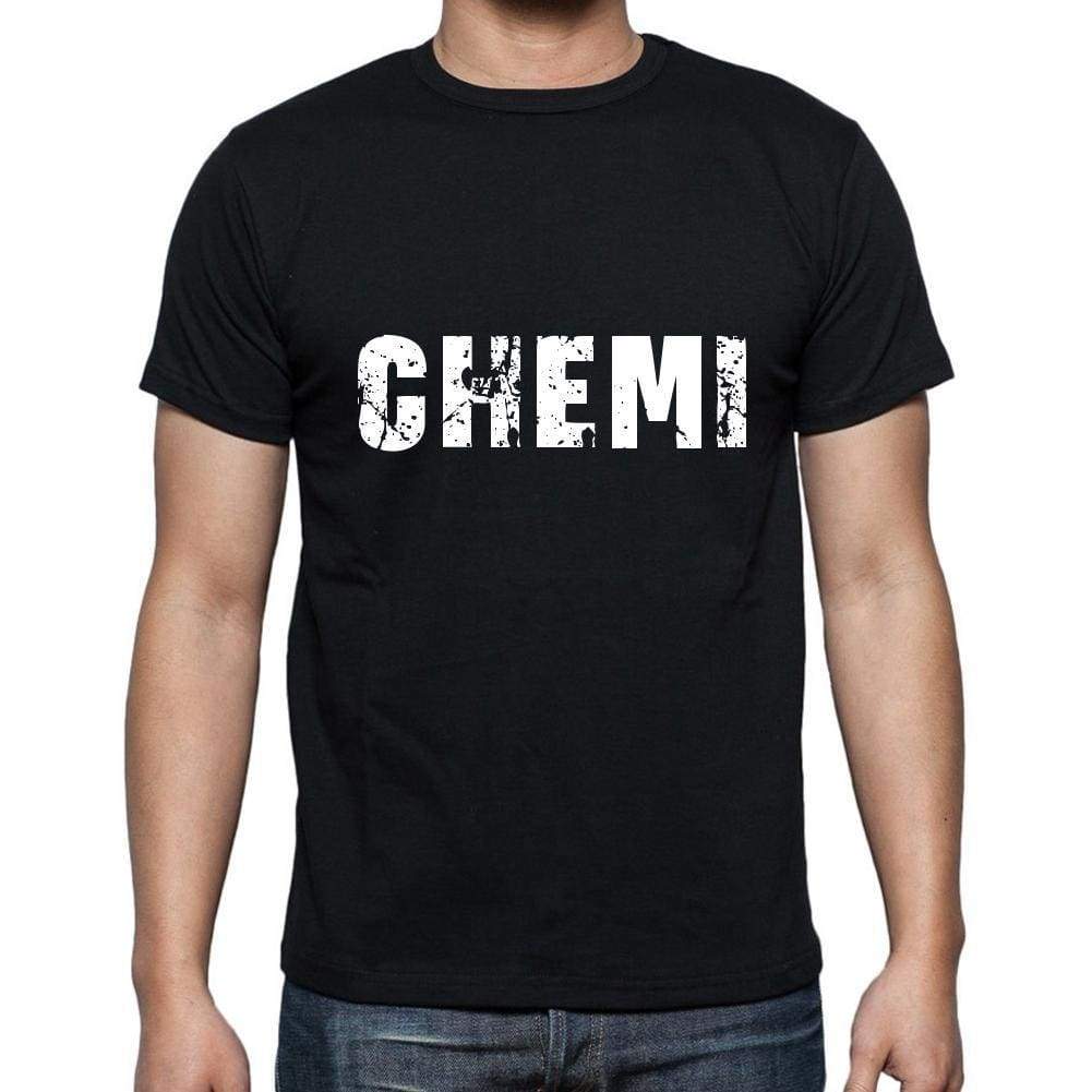 Chemi Mens Short Sleeve Round Neck T-Shirt 5 Letters Black Word 00006 - Casual