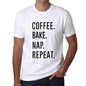 Coffee Bake Nap Repeat Mens Short Sleeve Round Neck T-Shirt 00058 - White / S - Casual