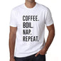 Coffee Boil Nap Repeat Mens Short Sleeve Round Neck T-Shirt 00058 - White / S - Casual