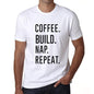Coffee Build Nap Repeat Mens Short Sleeve Round Neck T-Shirt 00058 - White / S - Casual