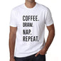 Coffee Draw Nap Repeat Mens Short Sleeve Round Neck T-Shirt 00058 - White / S - Casual