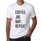 Coffee Jog Nap Repeat Mens Short Sleeve Round Neck T-Shirt 00058 - White / S - Casual
