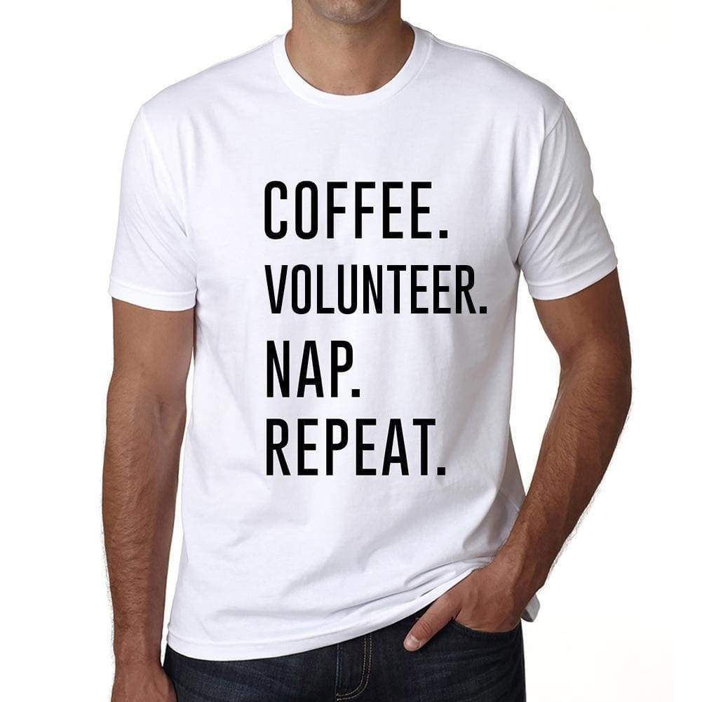 Coffee Volunteer Nap Repeat Mens Short Sleeve Round Neck T-Shirt 00058 - White / S - Casual