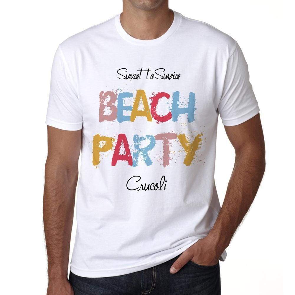 Crucoli Beach Party White Mens Short Sleeve Round Neck T-Shirt 00279 - White / S - Casual