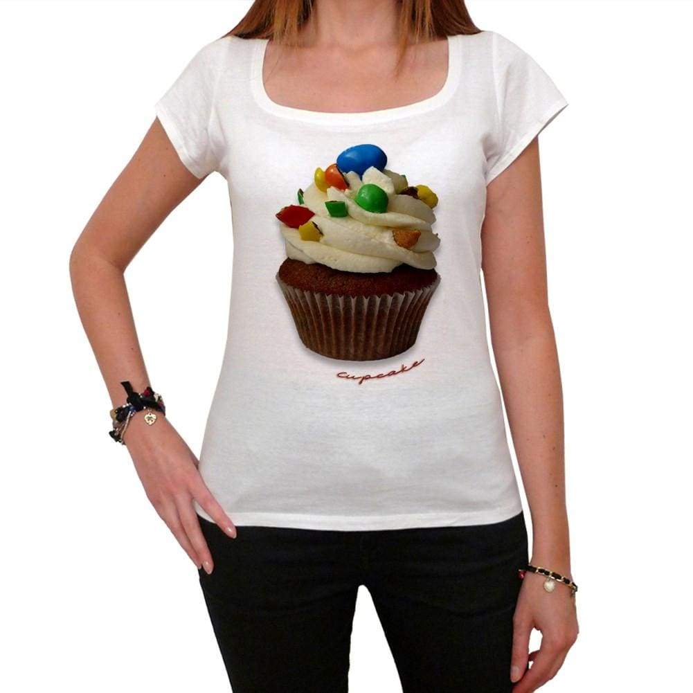 Cupcake Chocolate Candy Blue Green Red Yellow Womens Short Sleeve Scoop Neck Tee 00152