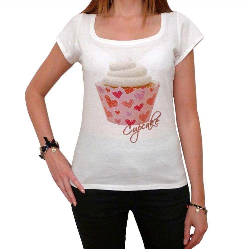 Cupcake Love Hearts Womens Short Sleeve Scoop Neck Tee 00152