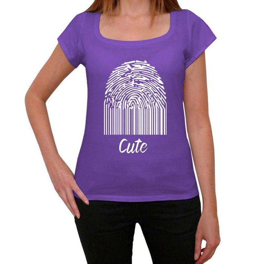 Cute Fingerprint Purple Womens Short Sleeve Round Neck T-Shirt Gift T-Shirt 00310 - Purple / Xs - Casual