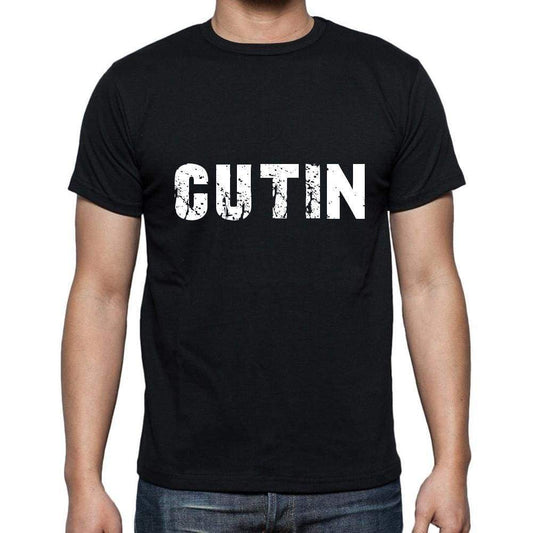 Cutin Mens Short Sleeve Round Neck T-Shirt 5 Letters Black Word 00006 - Casual