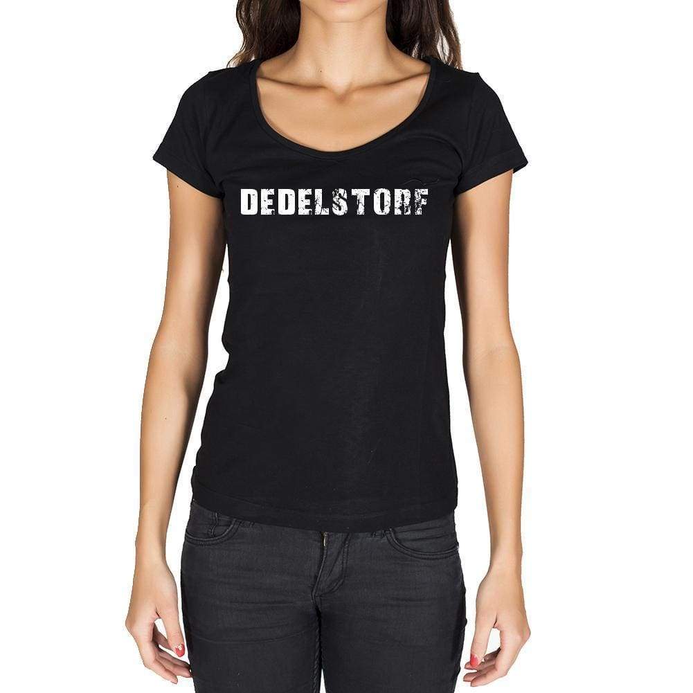 Dedelstorf German Cities Black Womens Short Sleeve Round Neck T-Shirt 00002 - Casual
