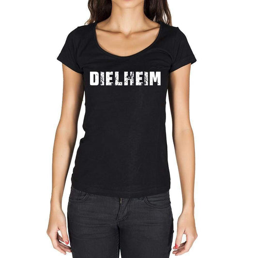 Dielheim German Cities Black Womens Short Sleeve Round Neck T-Shirt 00002 - Casual
