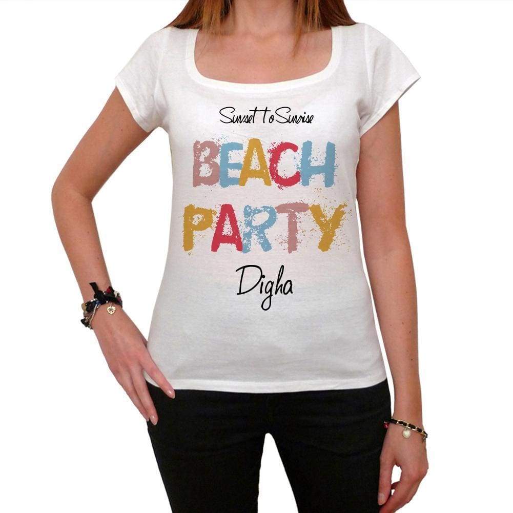 Digha Beach Party White Womens Short Sleeve Round Neck T-Shirt 00276 - White / Xs - Casual