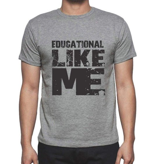 Educational Like Me Grey Mens Short Sleeve Round Neck T-Shirt 00066 - Grey / S - Casual