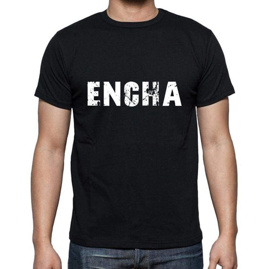 Encha Mens Short Sleeve Round Neck T-Shirt 5 Letters Black Word 00006 - Casual