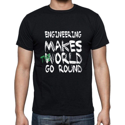 Engineering World Goes Round Mens Short Sleeve Round Neck T-Shirt 00082 - Black / S - Casual