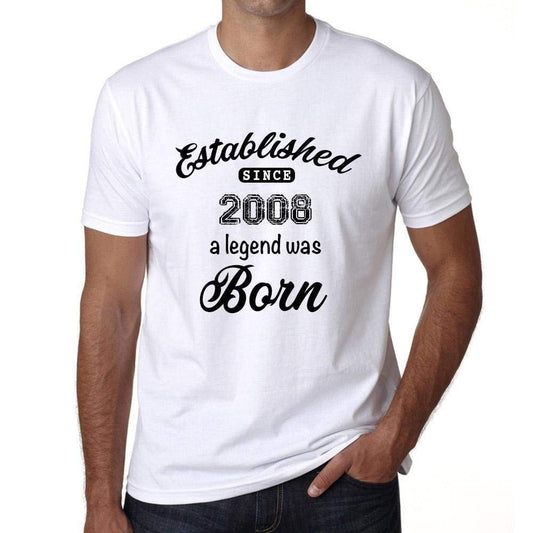 Established Since 2008 Mens Short Sleeve Round Neck T-Shirt 00095 - White / S - Casual