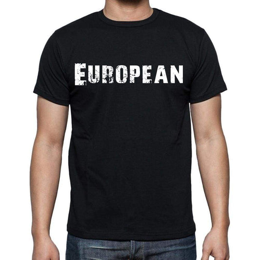 European Mens Short Sleeve Round Neck T-Shirt Black T-Shirt En