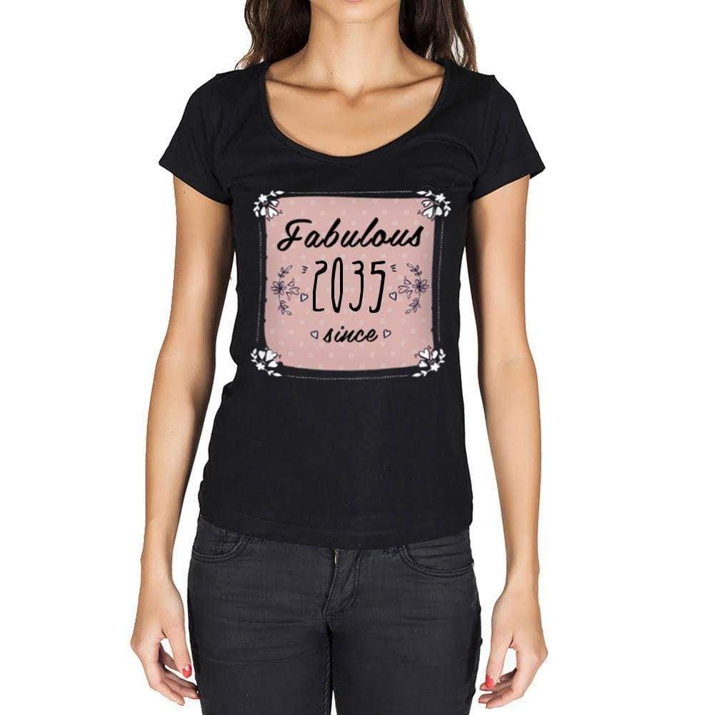 Fabulous Since 2035 Womens T-Shirt Black Birthday Gift 00434 - Black / Xs - Casual
