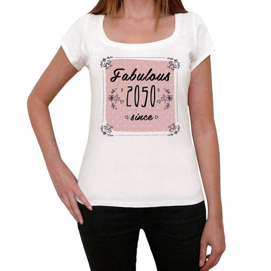 Fabulous Since 2050 Womens T-Shirt White Birthday Gift 00433 - White / Xs - Casual